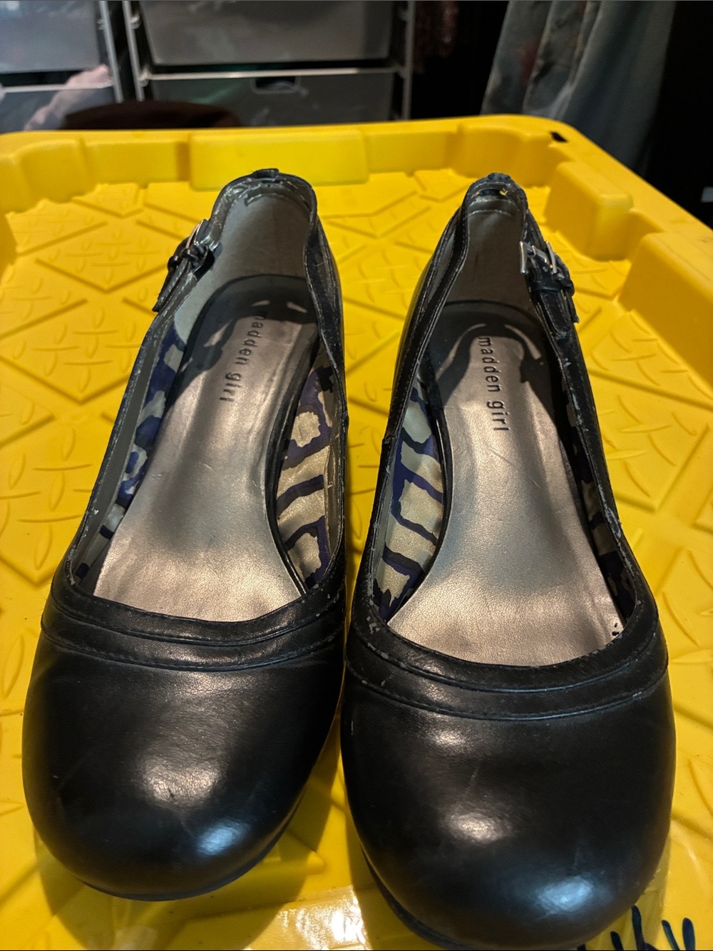 Madden Girl Black Mary Jane Heels with Buckle Strap